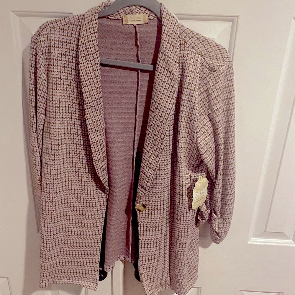 Altar’d State lavender and brown houndstooth blazer NWT